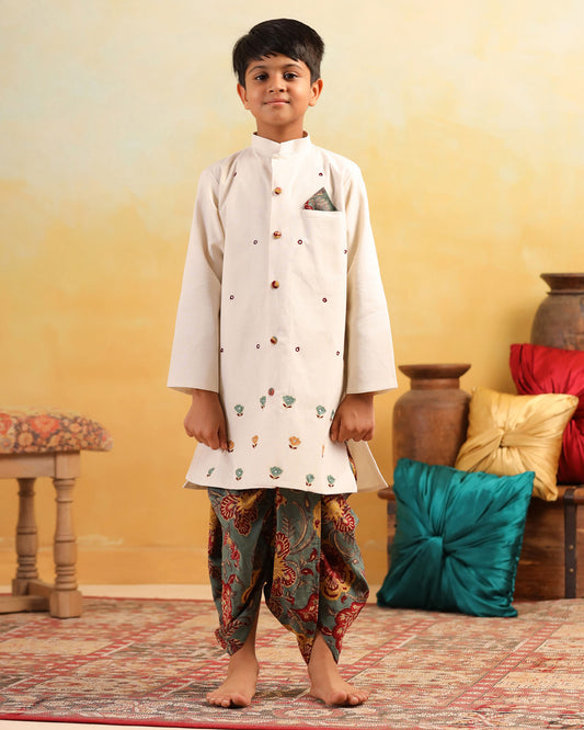 BOY DHOLA MARU DHOTI KURTA SET- BEIGE