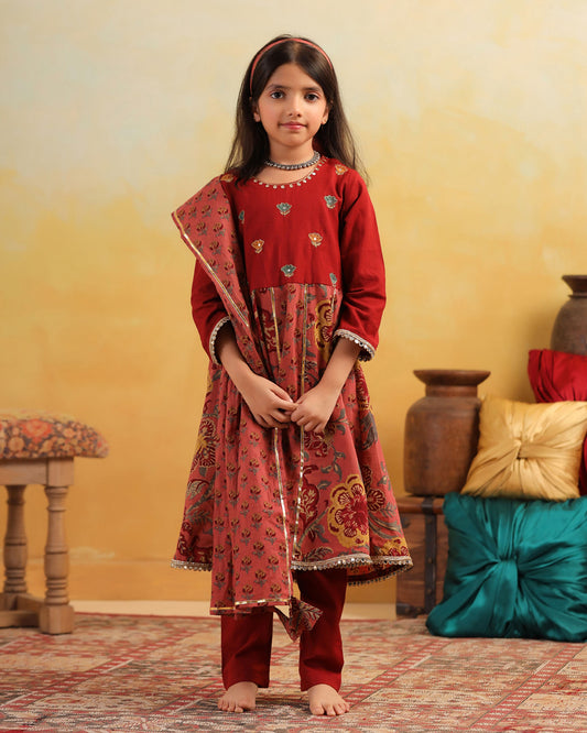 GIRL DHOLA MARU EMBROIDERED SKIRT SET