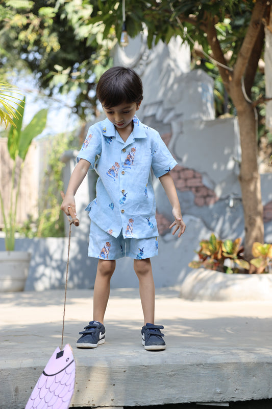 The Royal Toika Print Pure Linen Coord Set