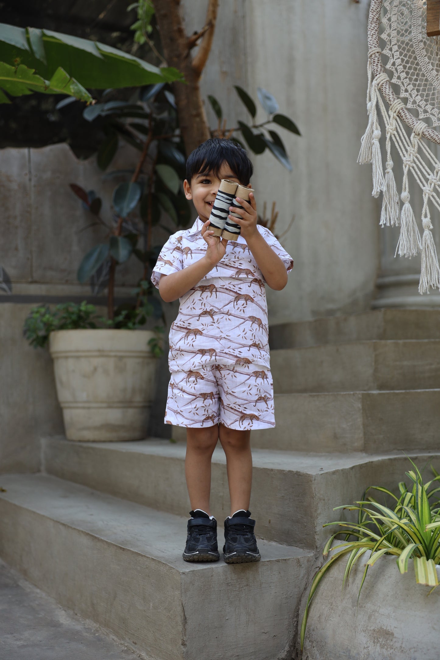 The Mystic Felines Print Pure Linen Coord Set