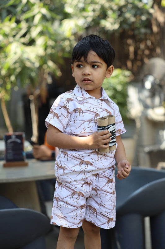 The Mystic Felines Print Pure Linen Coord Set