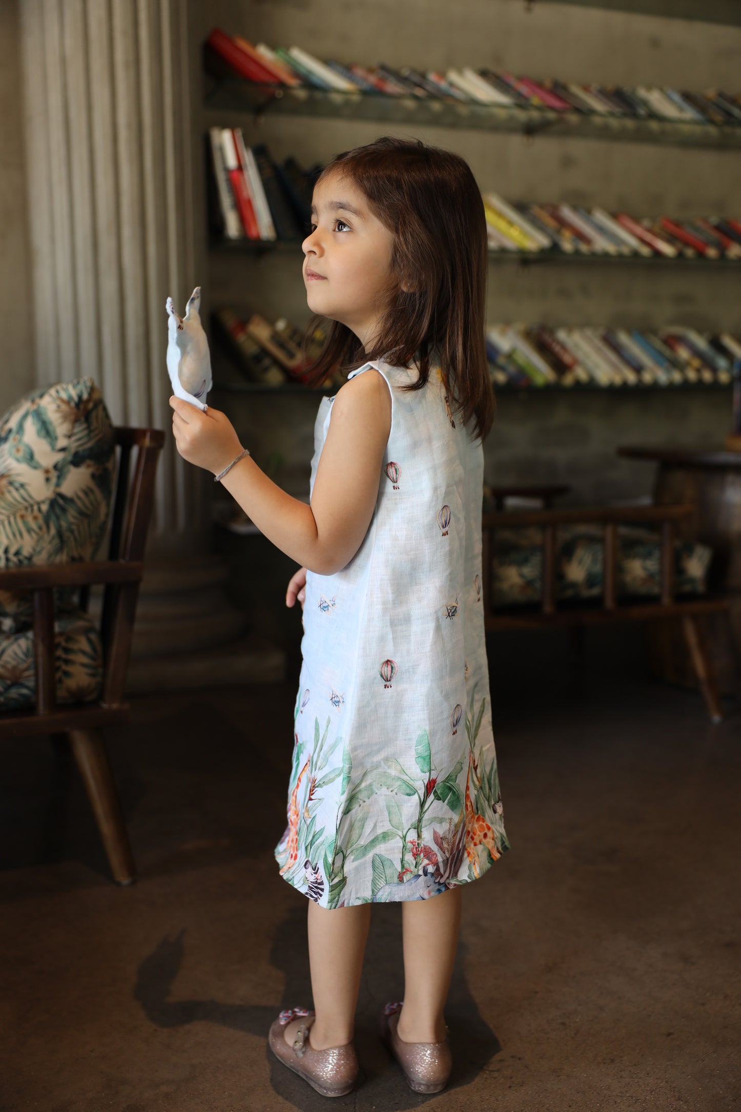 The Natures Flight Print Pure Linen Dress