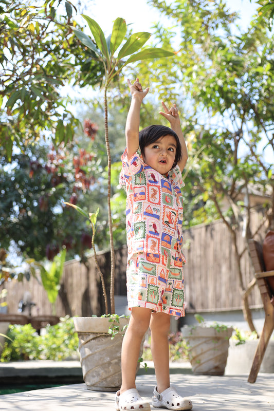 The Wild Emblem Print Pure Linen Coord Set