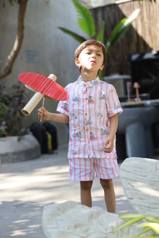 The Funny Fables Print Pure Linen Coord Set