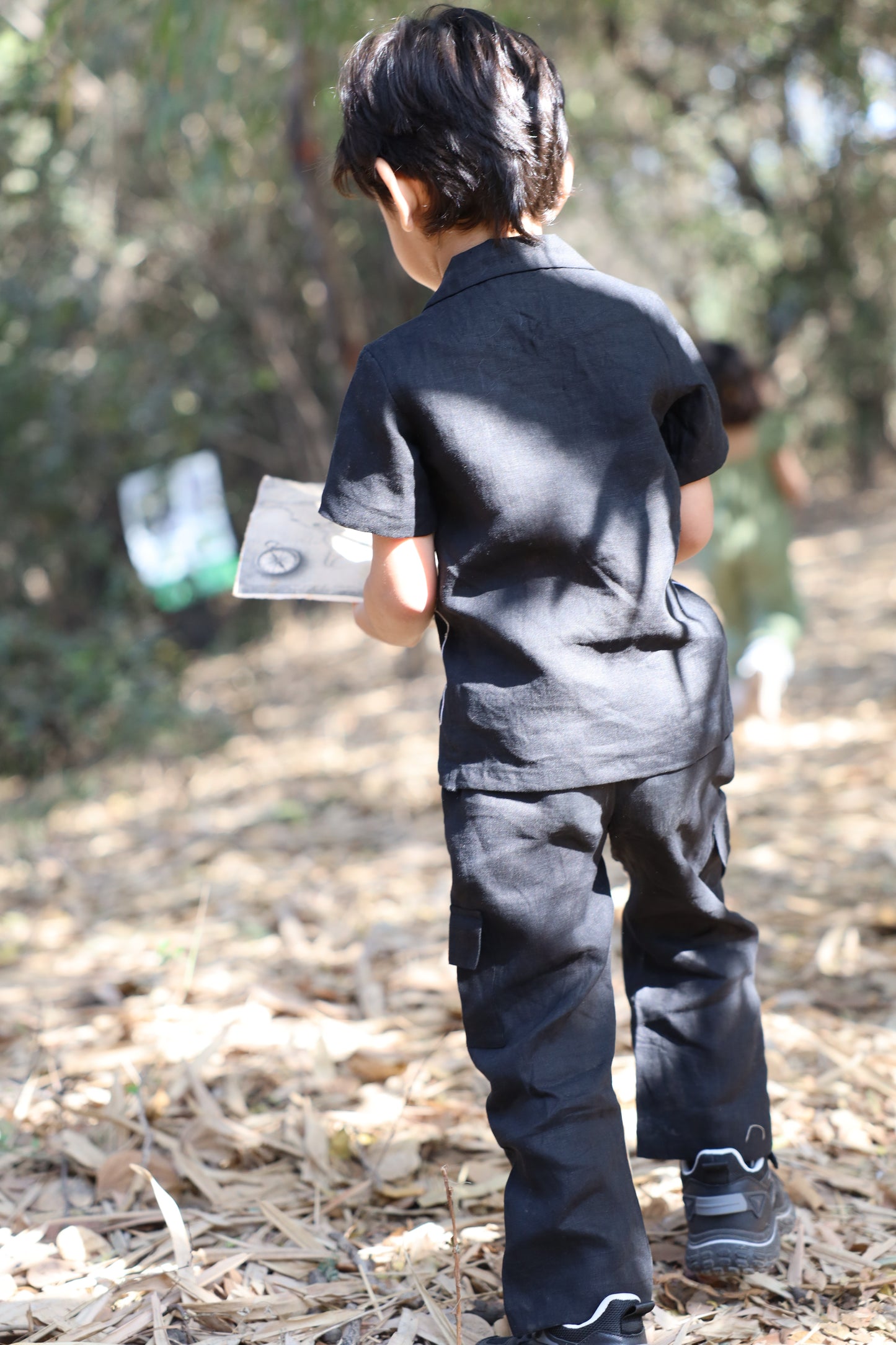 The Imperial Stars And Shuttles inspired Pure Linen Handwork Unisex Coord Set - Black