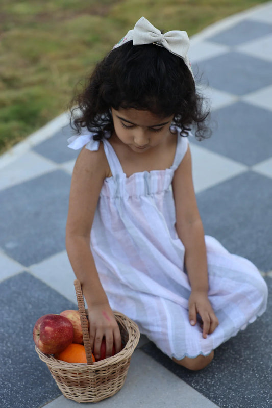 Melodic Stripes Pure Linen Dress