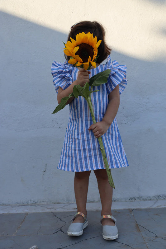 Serene Stripes Pure Linen Dress