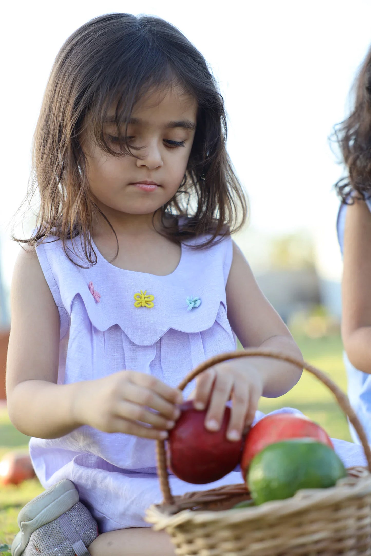 Whispering Butterflies Pure Linen Dress - Purple