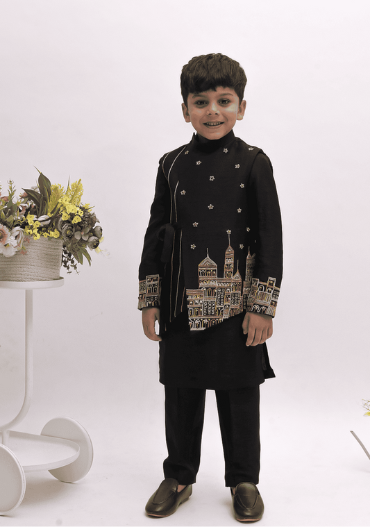 BLACK KURTA PANT WITH JACKET