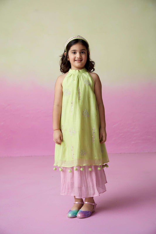 LITTLE STARRY KURTA SKIRT SET