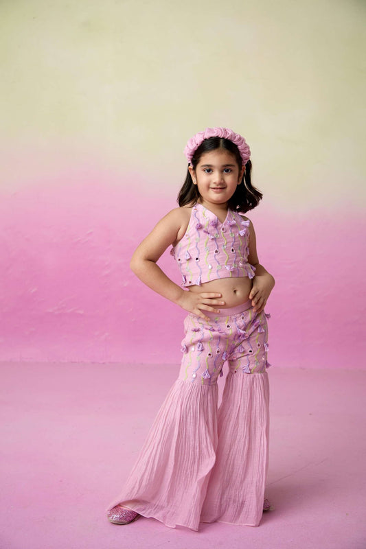 PETAL PINK SHARARA SET