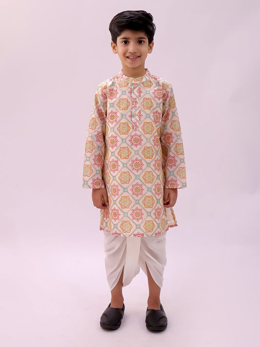 Mishti Off White Kurta Dhoti Set For Boys