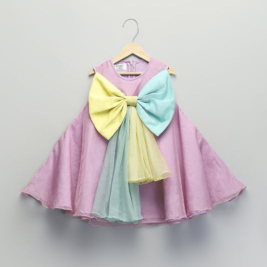 BIG BOW YELLOW AND BLUE DRESS