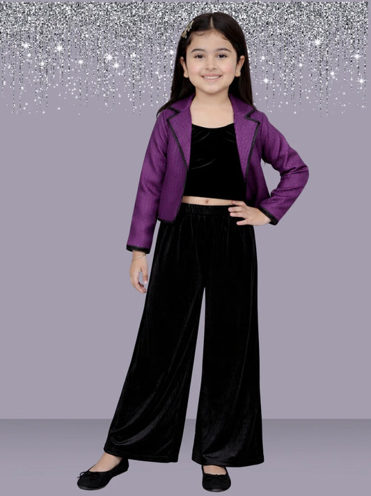 Glam up Girls Party Violet Jacket and Black Pant