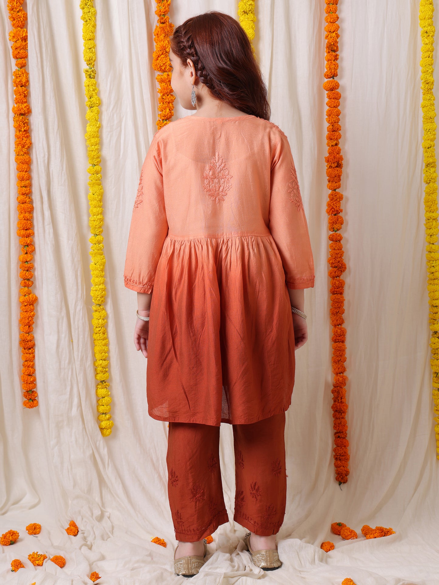 Elegant Floral Hand Embroidered Chikankari Suit Set