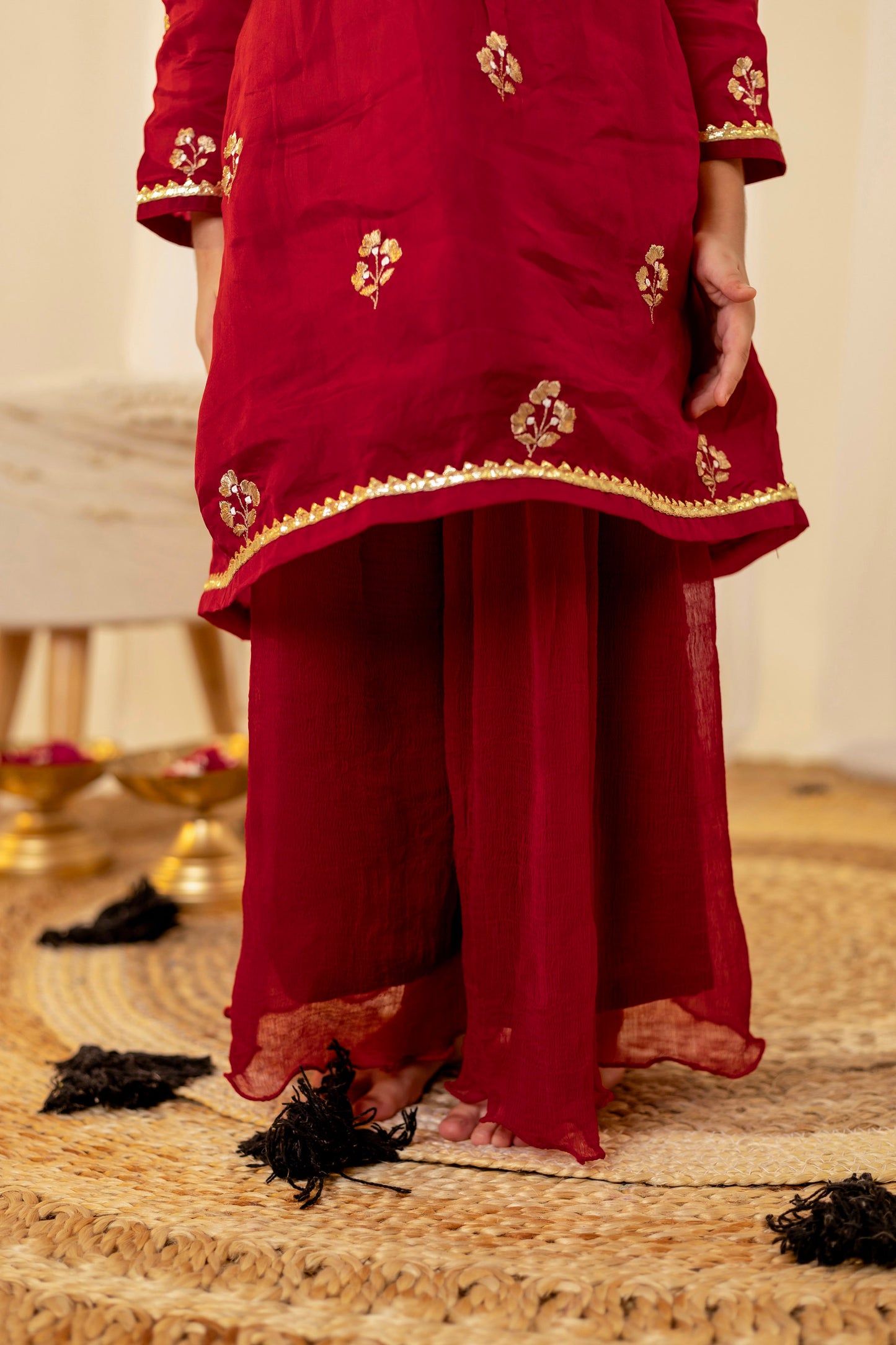 Crimson Red Flared Kurta Set
