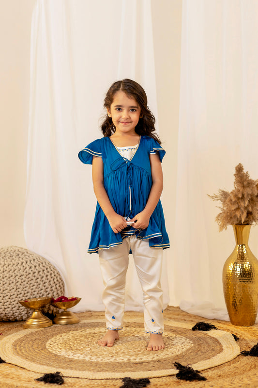 Cobalt Blue & White Jacket Pant Set