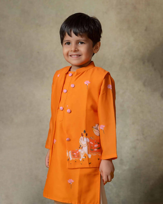 ORANGE PICHWAI BANDI SET