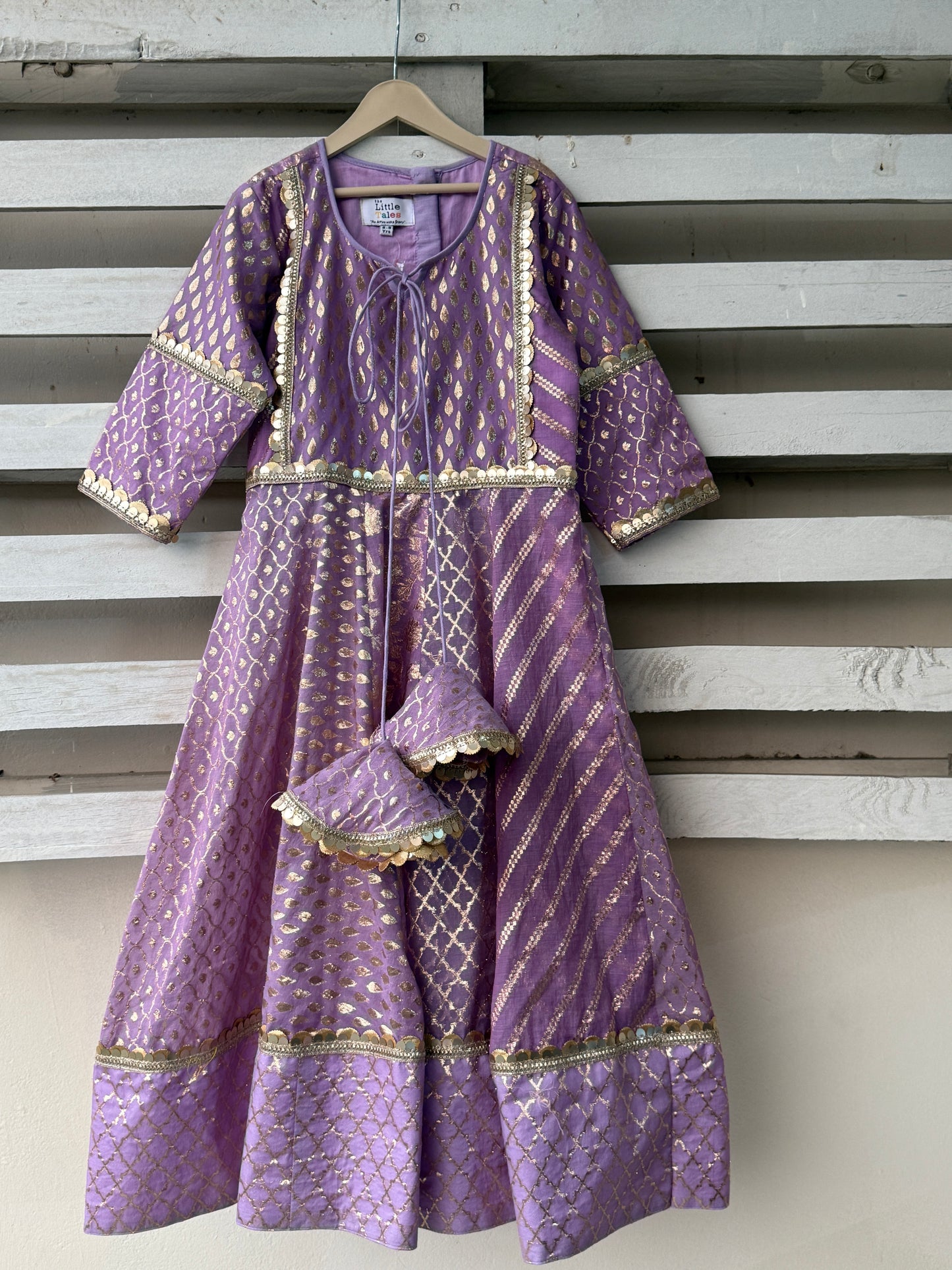 LAVENDER CHANDERI ANARKALI SET