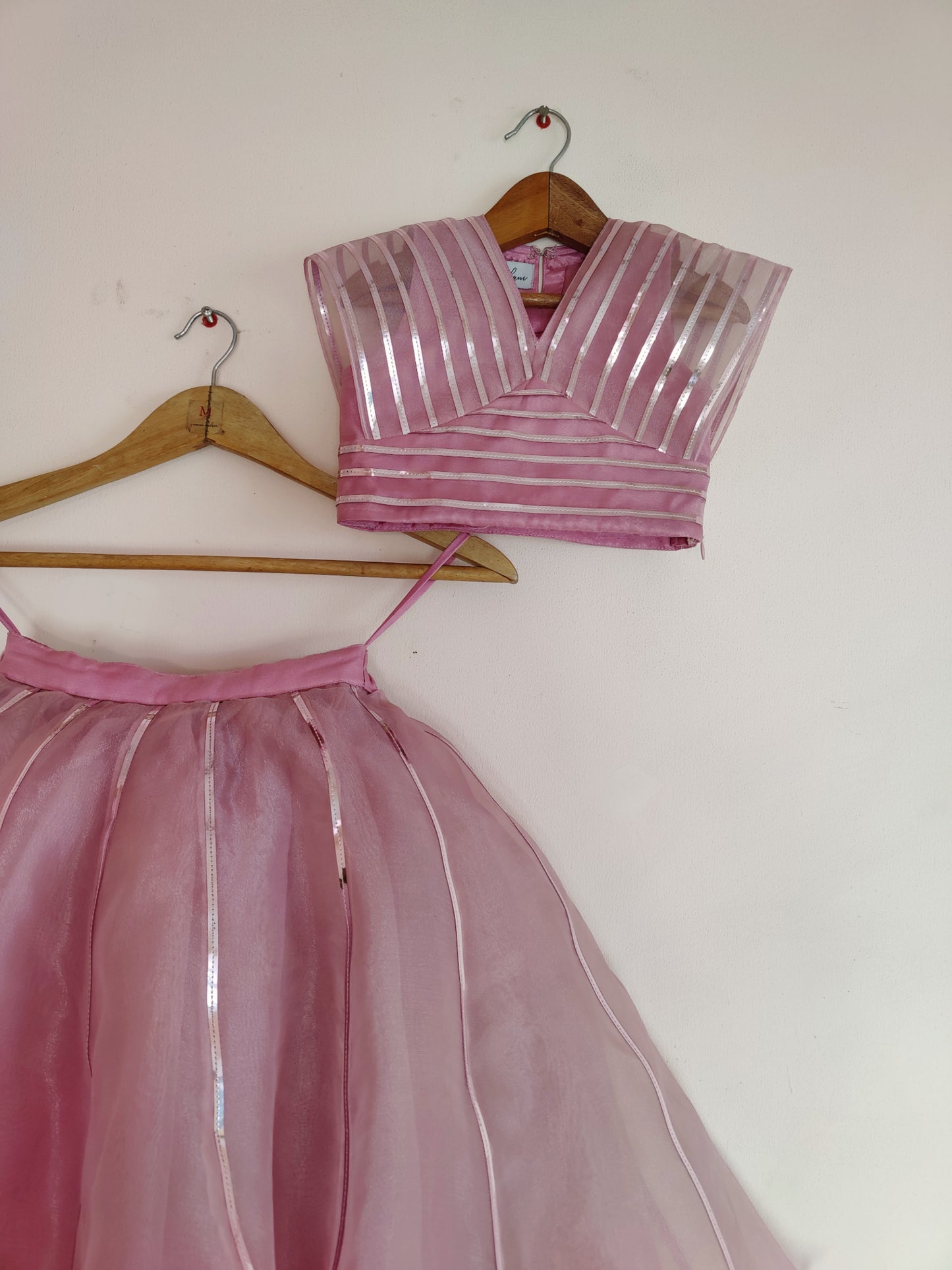 Rose Pink Metals Lehengas