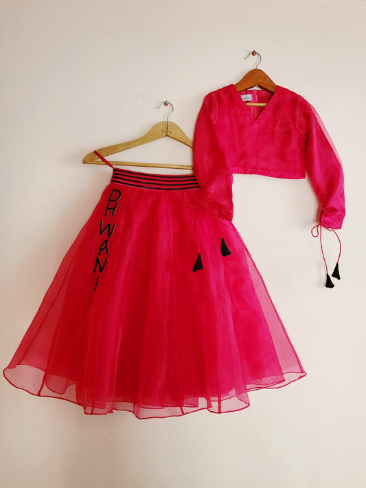 Hot Pink Name Lehenga