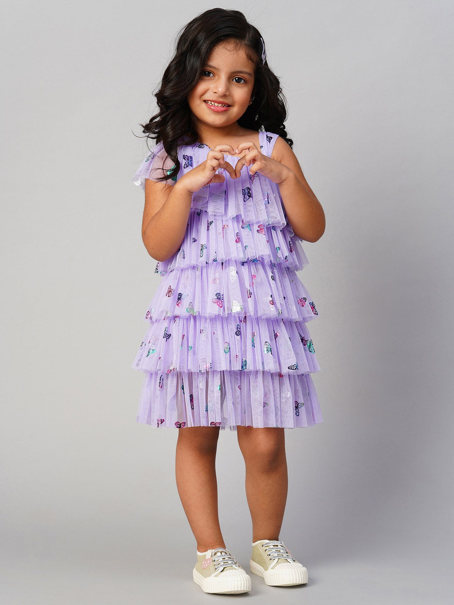 Glam Up Girls Lavender Tiered Shimmer Party Dress