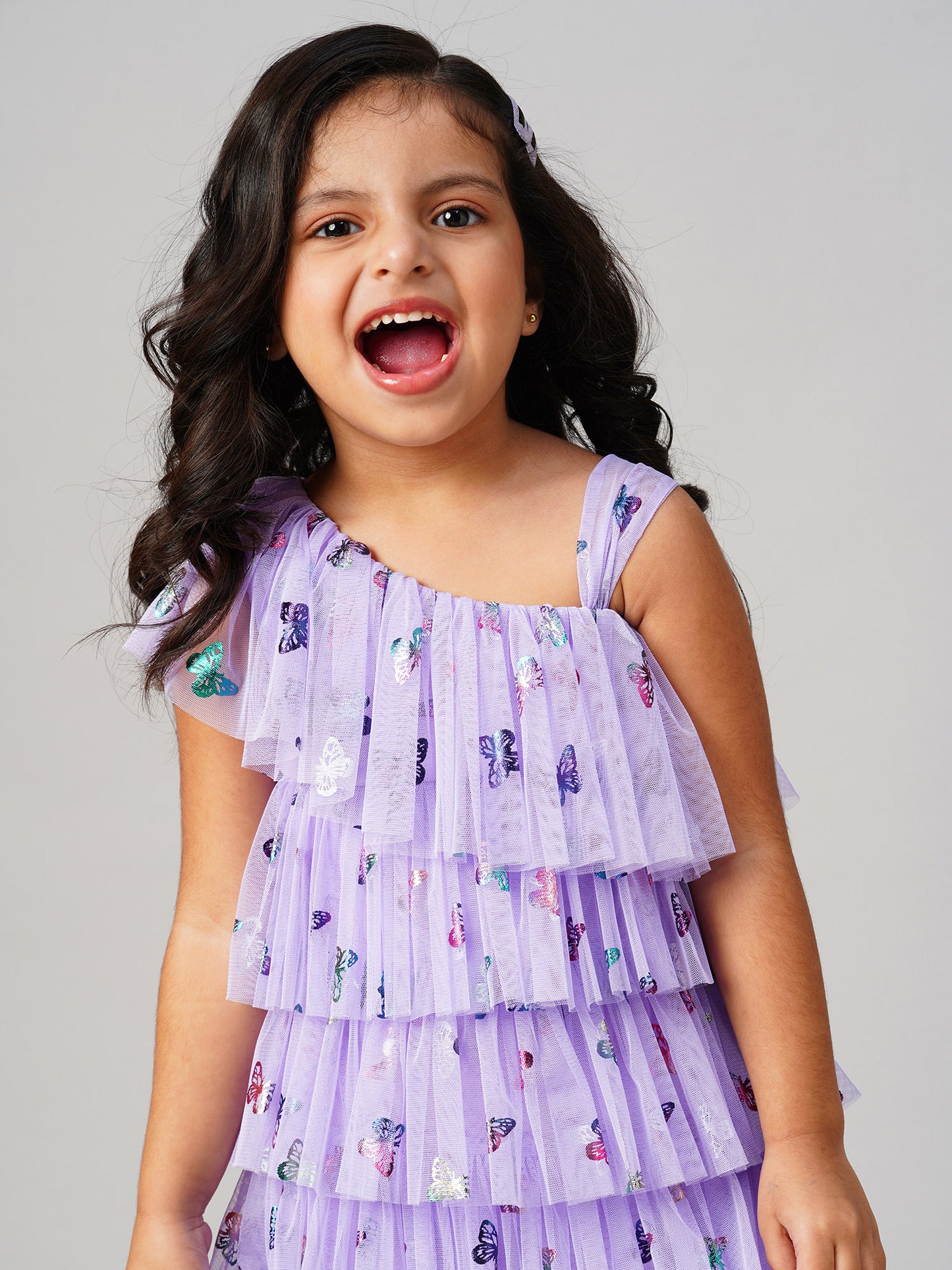 Glam Up Girls Lavender Tiered Shimmer Party Dress