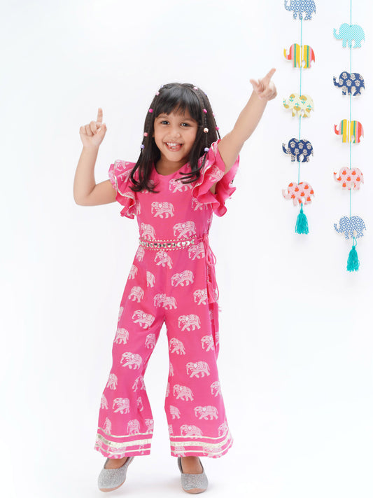 Trunk Tales Girls Pink Flutter Sleeve Jumper