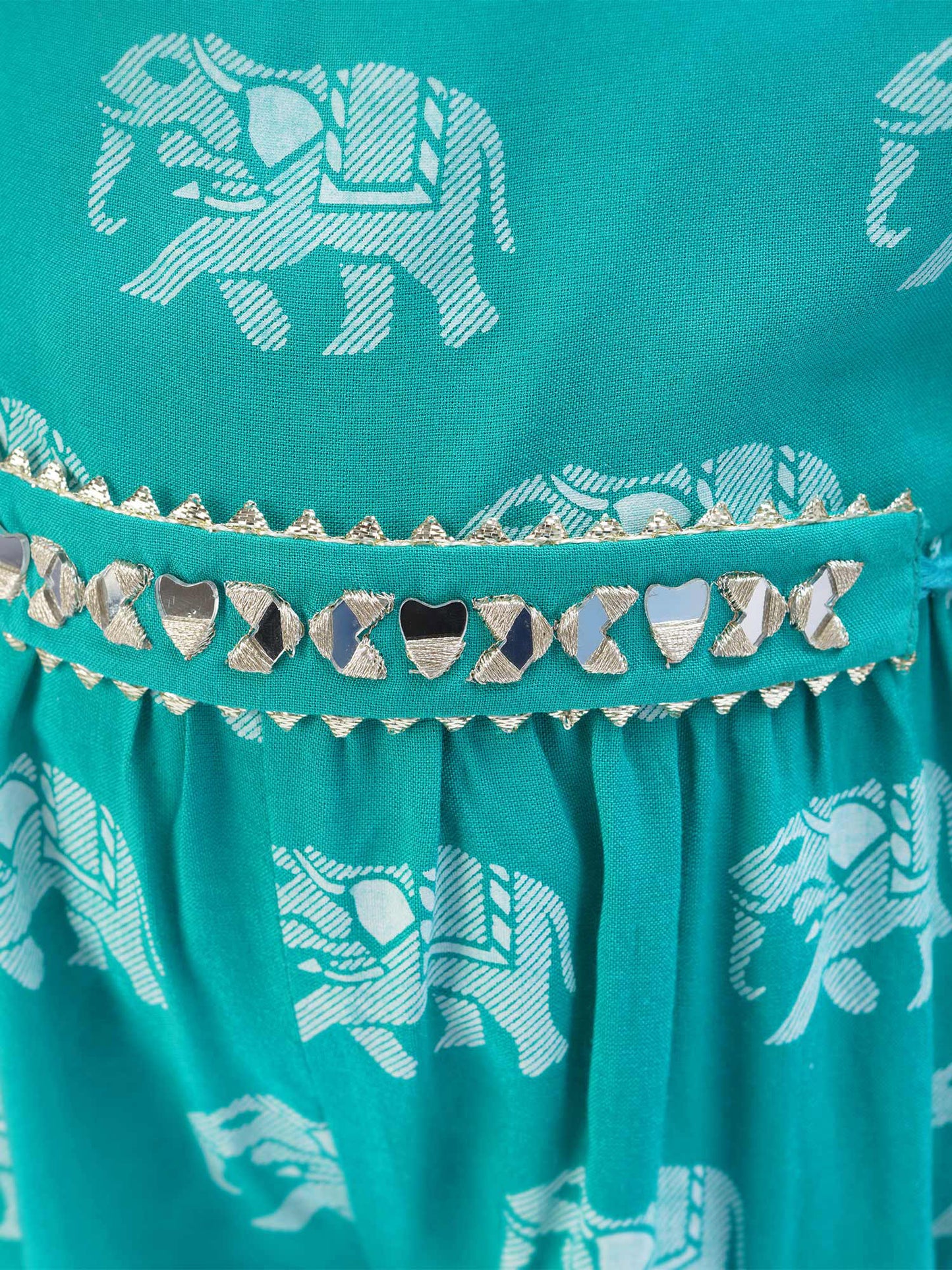 Trunk Tales Girls Green Jumper with Flared Bottom