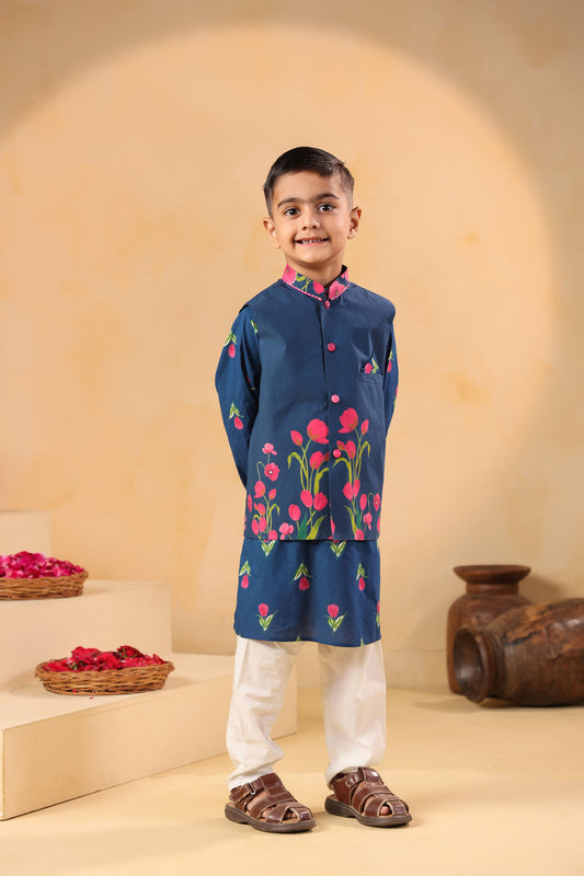 BOY GENDA PHOOL BANDI SET- TEAL BLUE