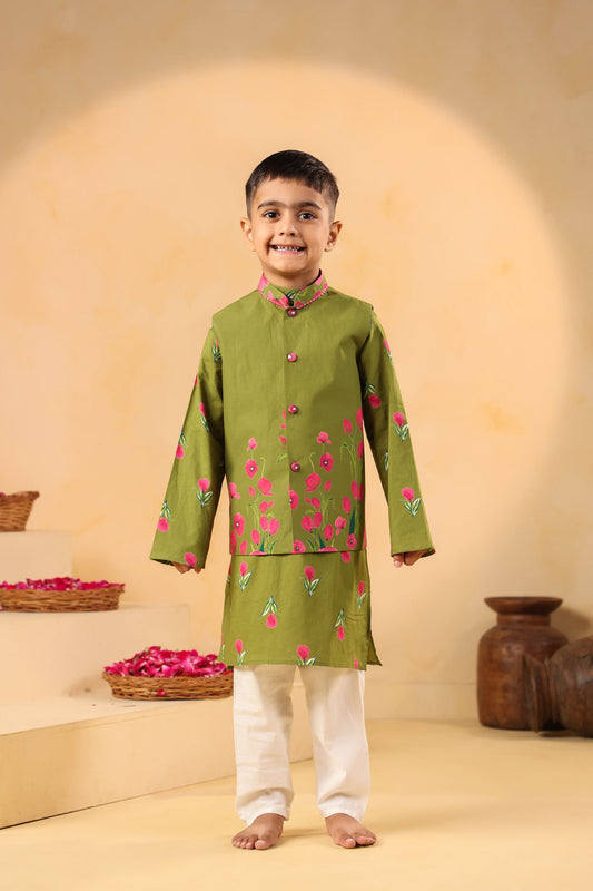 BOY GENDA PHOOL BANDI SET- MEHANDI GREEN