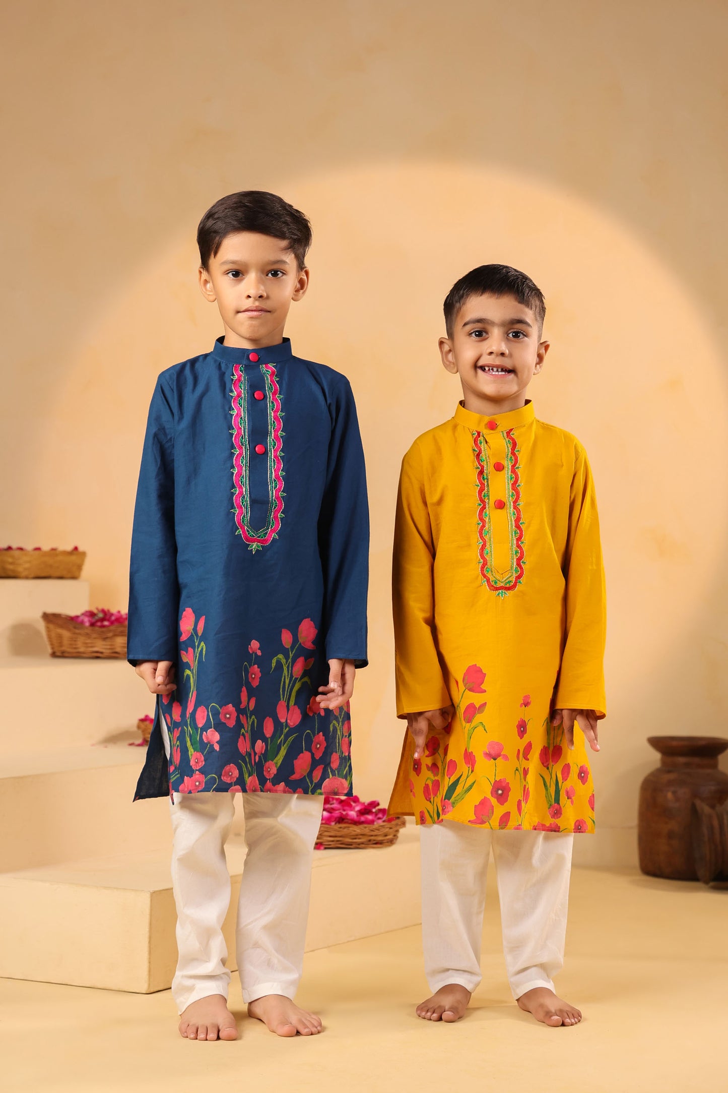 BOY 2 PC GULABO KURTA SET - TEAL BLUE