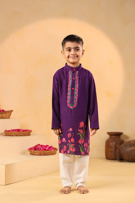 BOY 2 PC GULABO KURTA SET - PURPLE