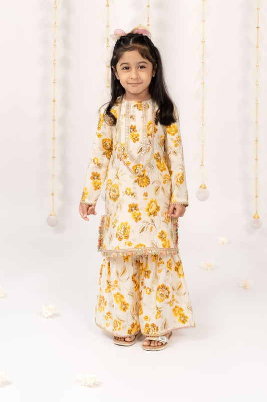 Yellow Garden Sharara Set