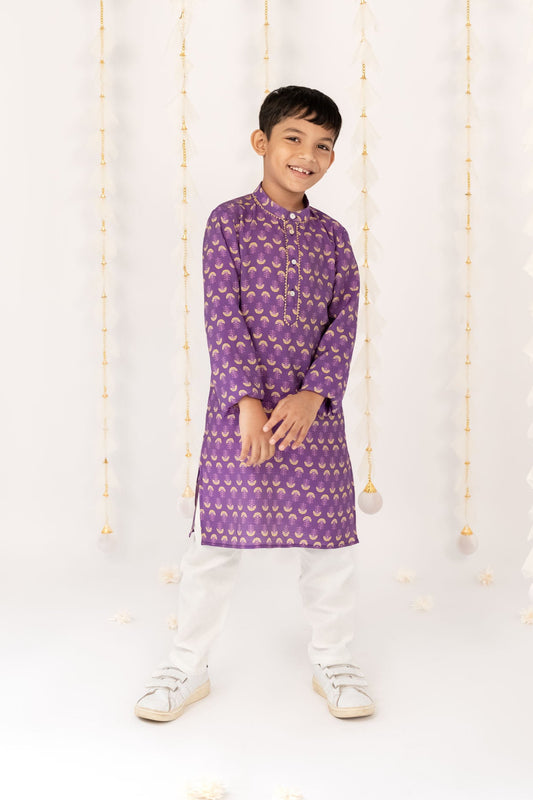 Purple Festive kurta with Pants
