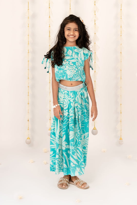 Aqua Bloom Skirt Set