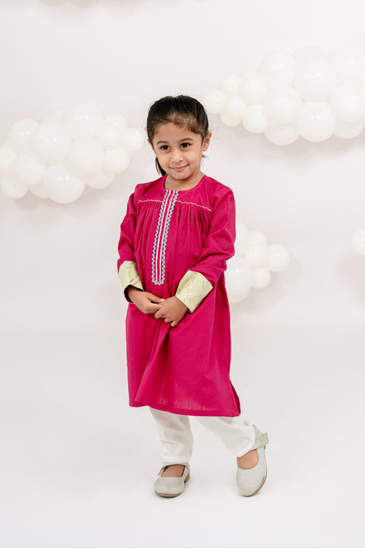 PRETTY IN PINK EMBROIDERED KURTA SET