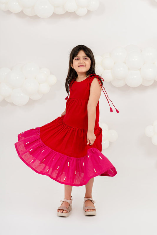 TASSEL TWIRL RED DRESS