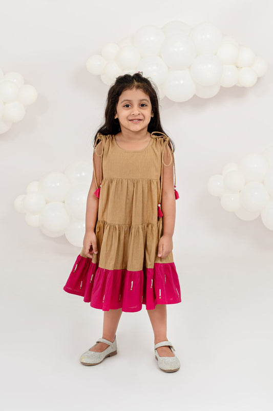 TASSEL TWIRL BEIGE DRESS