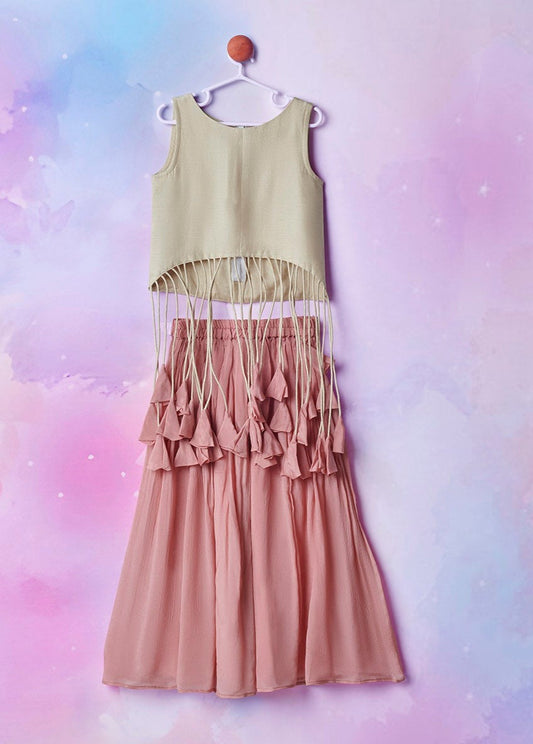 PINK & OFF WHITE FRINGES