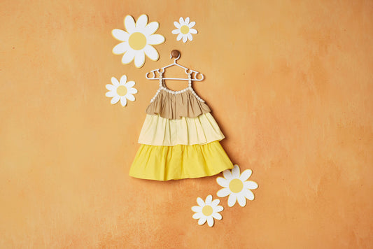 YELLOW TRIO LAYER FROCK
