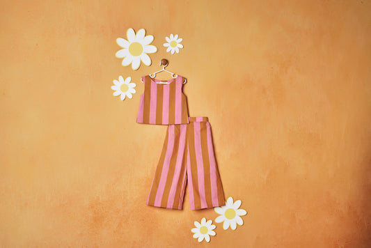 BROAD STRIPES CLASSIC PINK & BROWN CORD SET