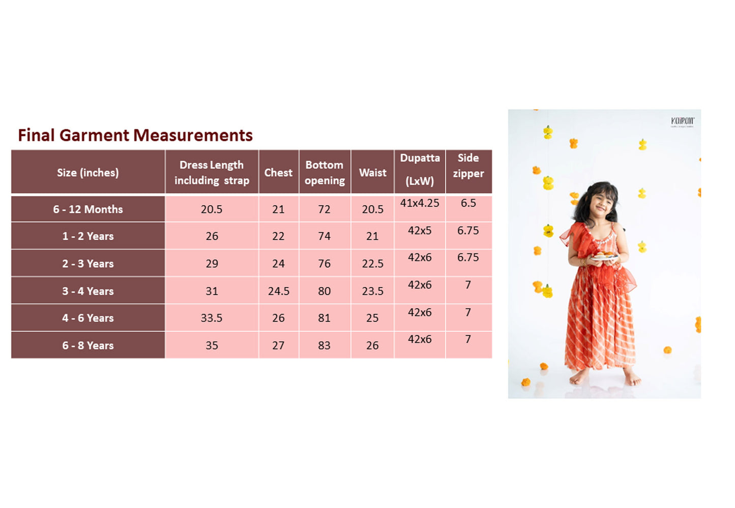 Tangerine Gown With Frill Dupatta