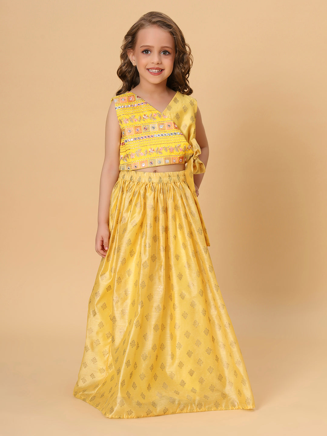 Yellow Two Piece Party Wear Lehnga top set