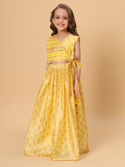 Yellow Two Piece Party Wear Lehnga top set