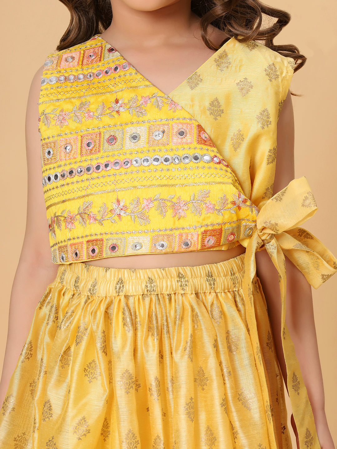 Yellow Two Piece Party Wear Lehnga top set