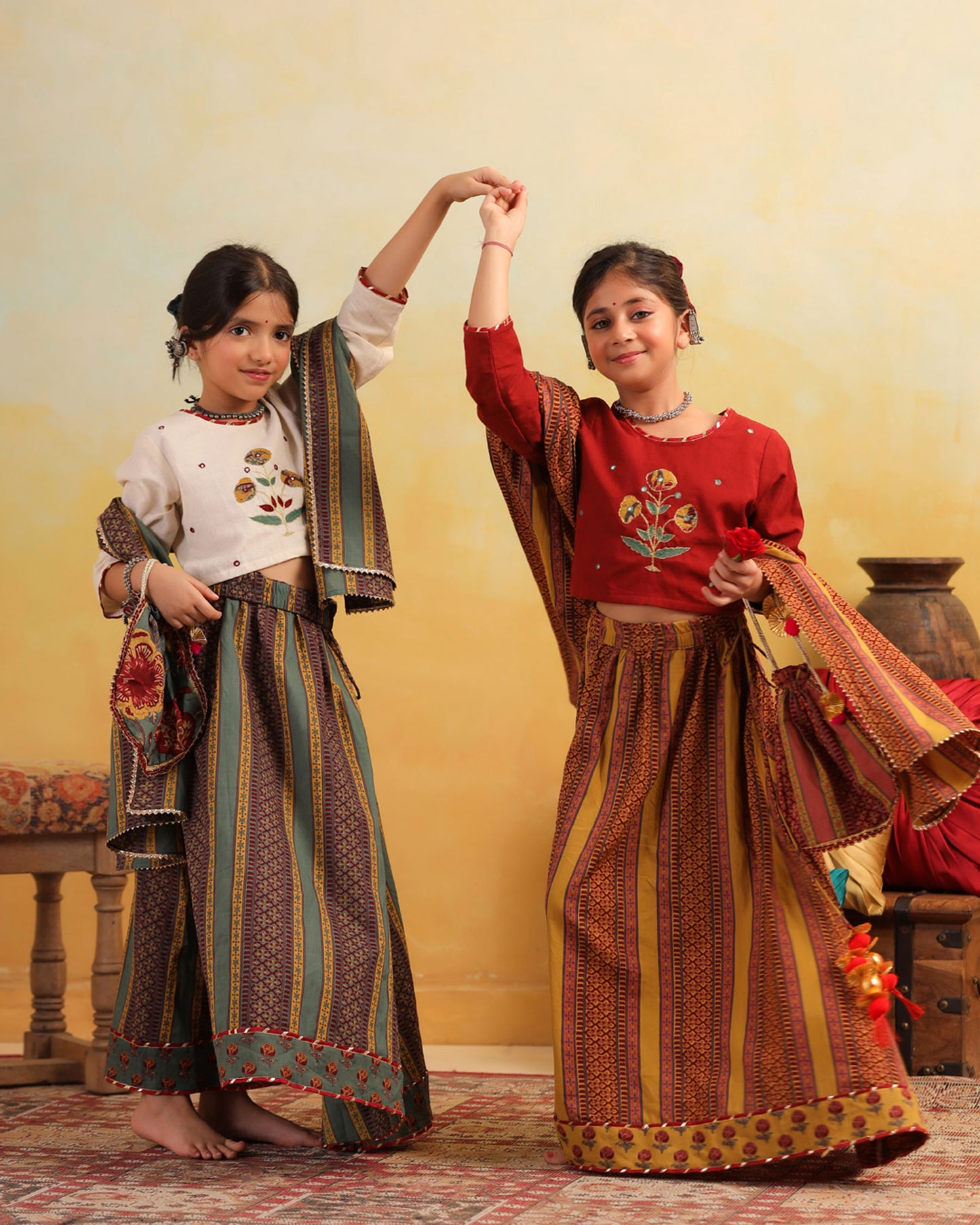 GIRL DHOLA MARU EMBROIDERED SKIRT SET