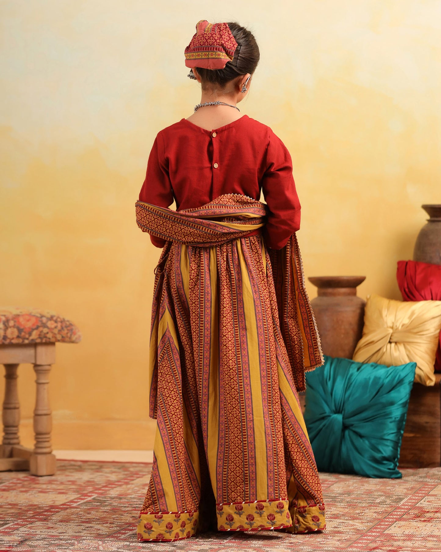 GIRL DHOLA MARU EMBROIDERED SKIRT SET