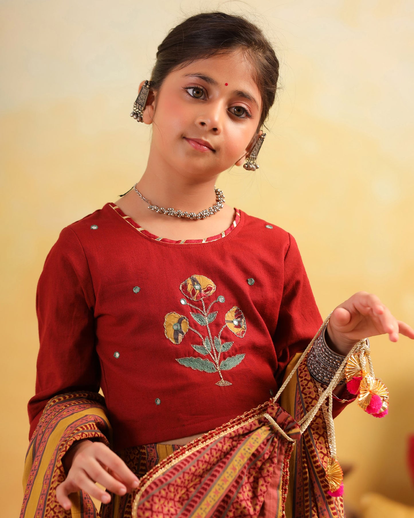 GIRL DHOLA MARU EMBROIDERED SKIRT SET