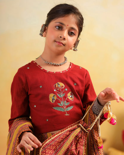 GIRL DHOLA MARU EMBROIDERED SKIRT SET